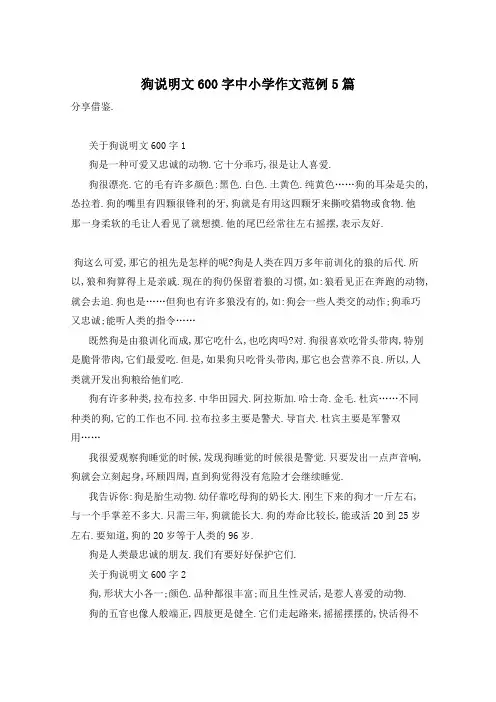 狗说明文600字中小学作文范例5篇