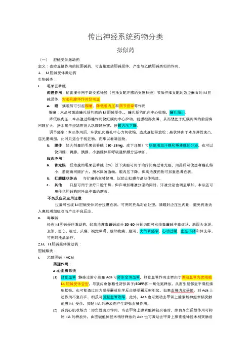 传出神经系统药物分类2