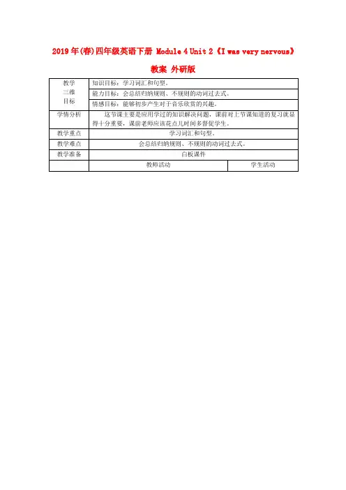 (小学教育)2019年(春)四年级英语下册 Module 4 Unit 2《I was very n