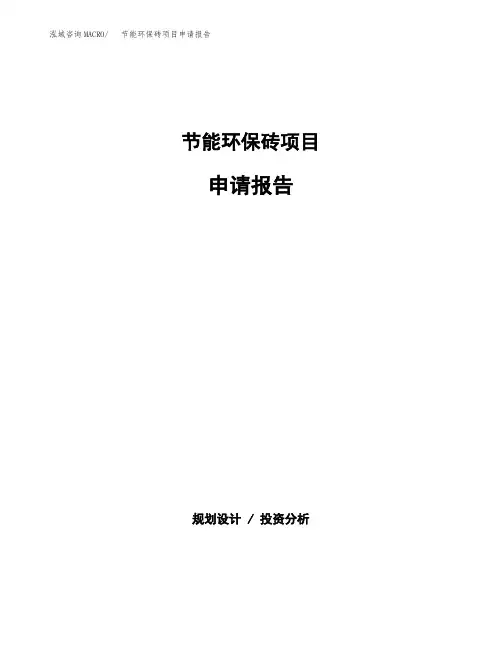 节能环保砖项目申请报告范本参考(立项申请)