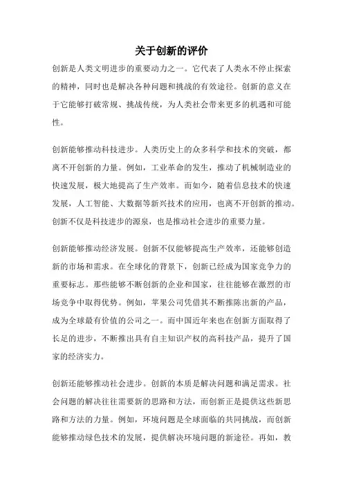 关于创新的评价