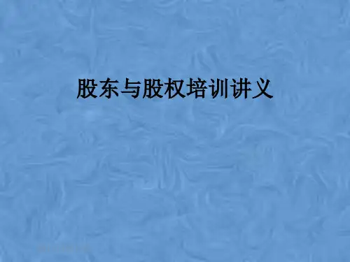 股东与股权培训讲义