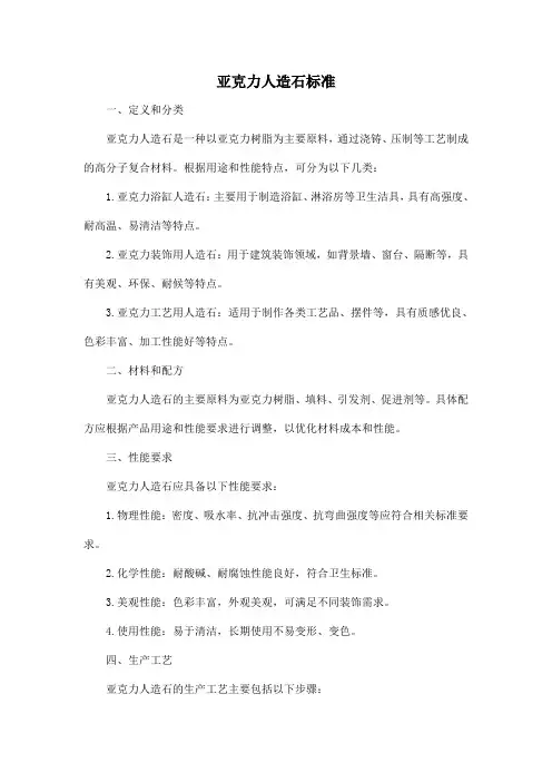 亚克力人造石标准