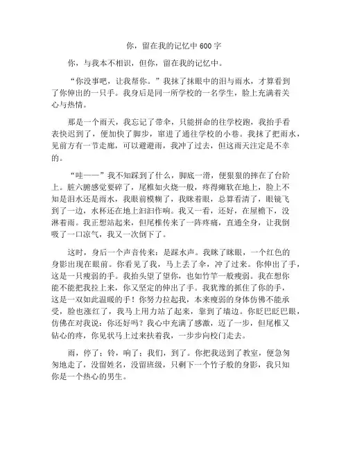 你,留在我的记忆里作文600字
