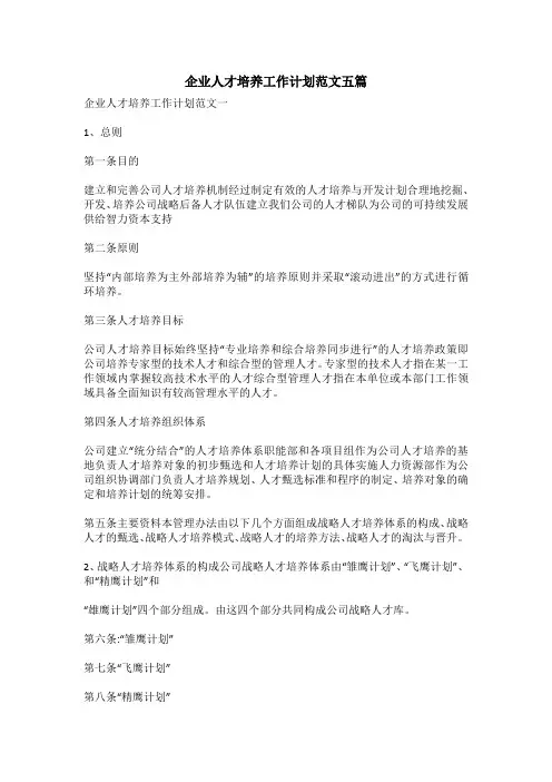 企业人才培养工作计划范文五篇