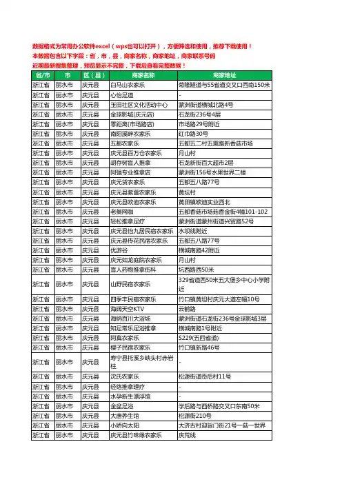 2020新版浙江省丽水市庆元县休闲娱乐工商企业公司商家名录名单黄页联系电话号码地址大全92家