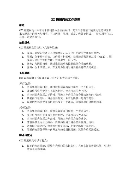 ckd隔膜阀的工作原理
