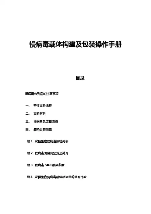 慢病毒载体构建和包装操作手册