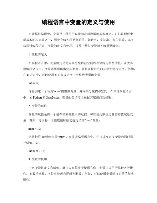 编程语言中变量的定义与使用