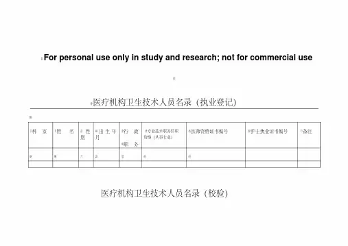 医疗机构卫生技术人员名录(校验、执业登记、增设科目)