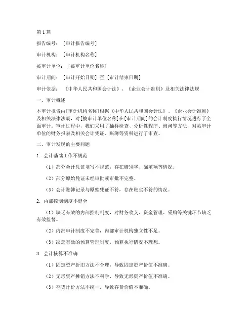会计制度版审计报告(3篇)