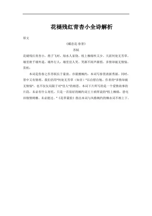 花褪残红青杏小全诗解析