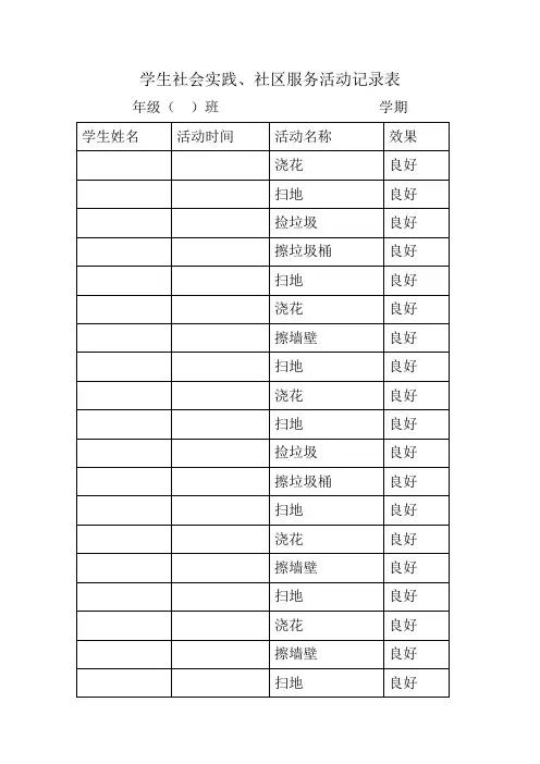 学生社会实践、社区服务活动记录表
