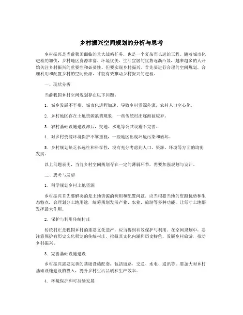 乡村振兴空间规划的分析与思考