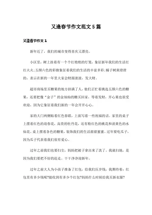 又逢春节作文范文5篇