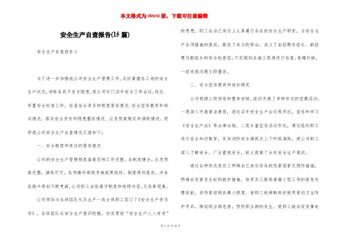 安全生产自查报告(15篇)