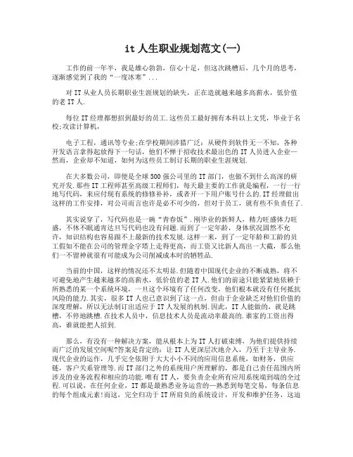 it人生职业规划范文3篇