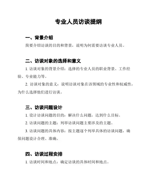 专业人员访谈提纲