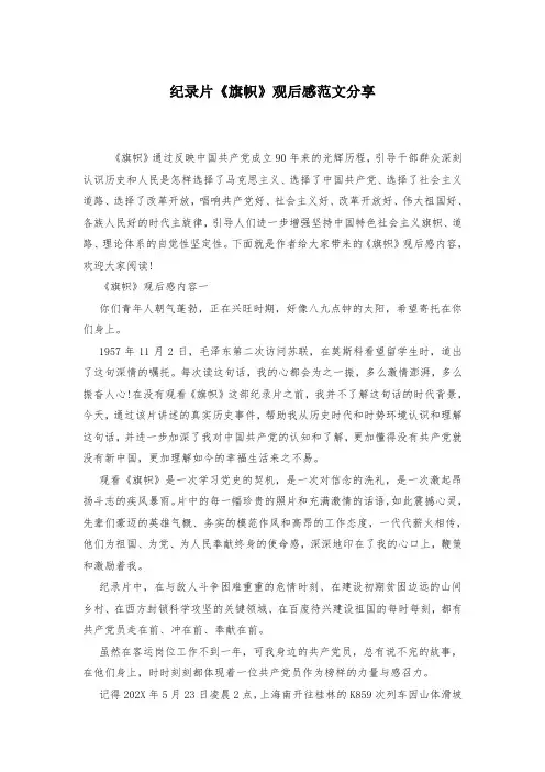 纪录片《旗帜》观后感范文分享-