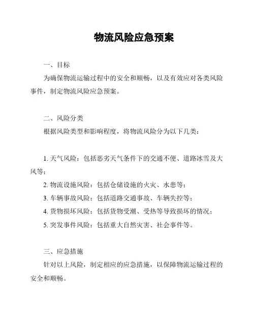 物流风险应急预案