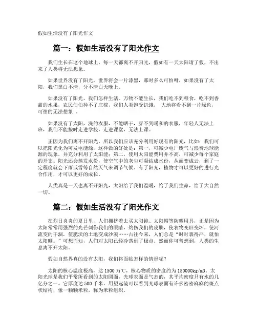 假如生活没有了阳光作文
