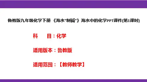 鲁教版九年级化学下册《海水“制碱”》海水中的化学PPT课件(第1课时)