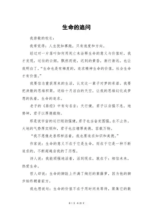 生命的追问_高三作文