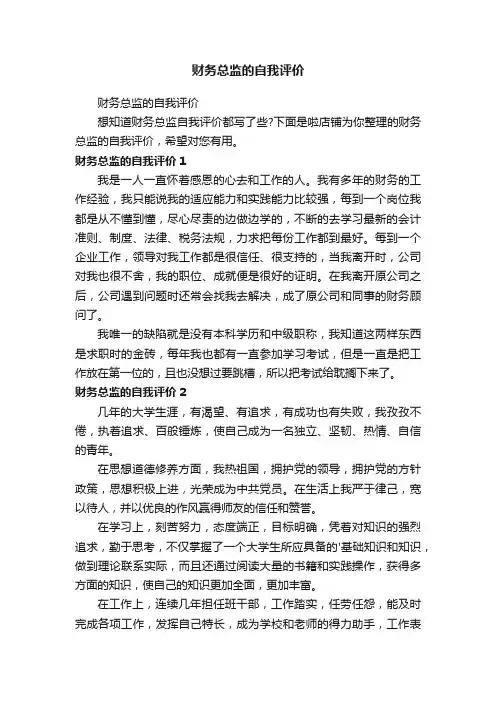 财务总监的自我评价
