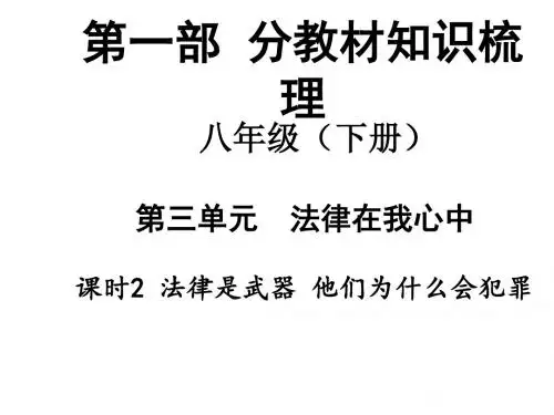 中考政治(人民版)教材知识梳理：八上第三单元法律是武器他们为什么会犯罪(共37张PPT)