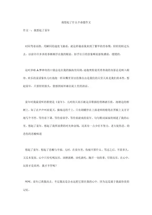 我想起了什么半命题作文