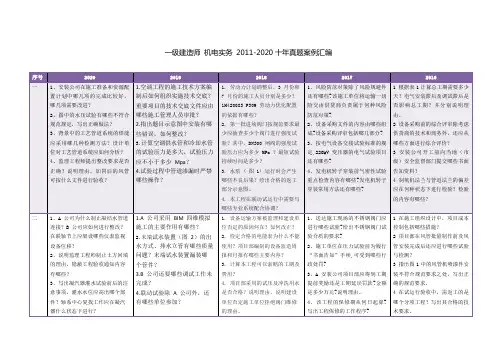 一建 机电实务2011-2020十年真题案例汇编