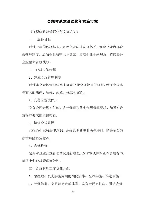 合规体系建设强化年实施方案