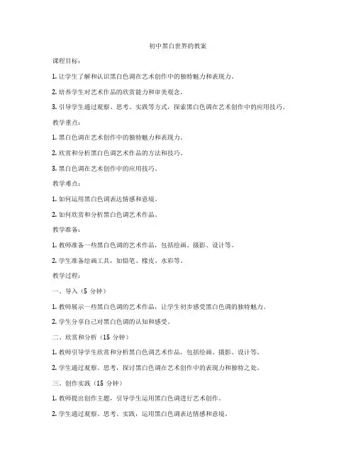 初中黑白世界的教案