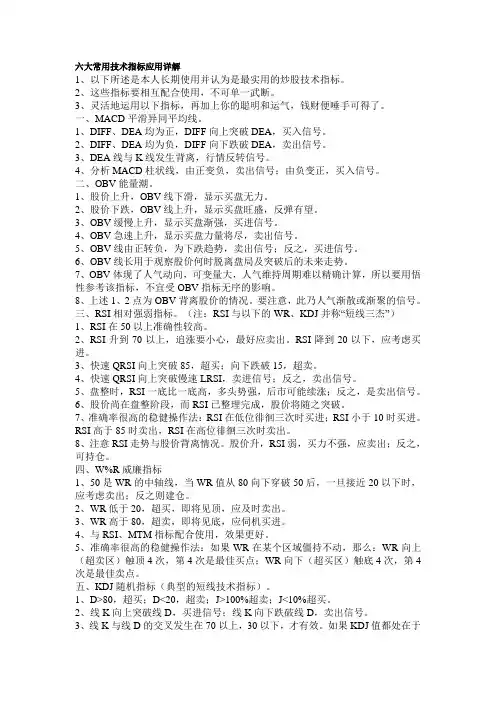 六大常用技术指标应用详解