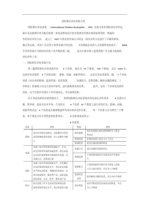 国际职位评估系统介绍