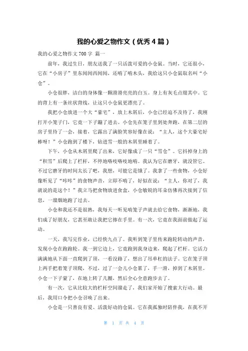 我的心爱之物作文(优秀4篇)