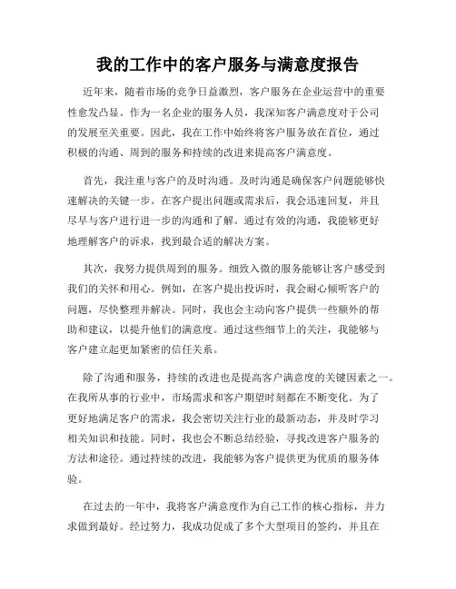 我的工作中的客户服务与满意度报告