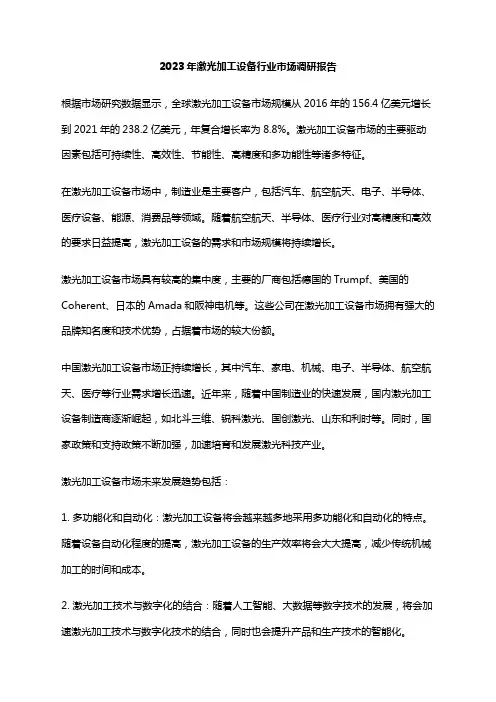 2023年激光加工设备行业市场调研报告