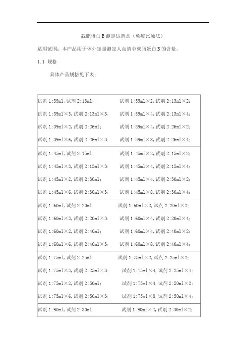 载脂蛋白B测定试剂盒(免疫比浊法)产品技术要求新创源