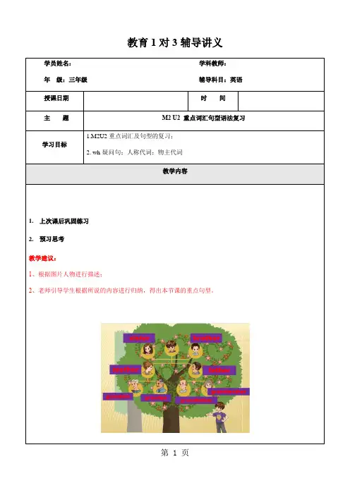 三年级上册英语同步拓展M2 Unit 2 My family 牛津上海版