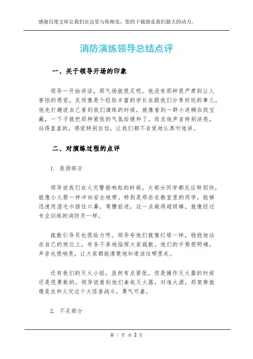 消防演练领导总结点评