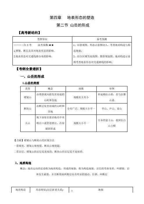 高考地理复习——山岳的形成(必修1)