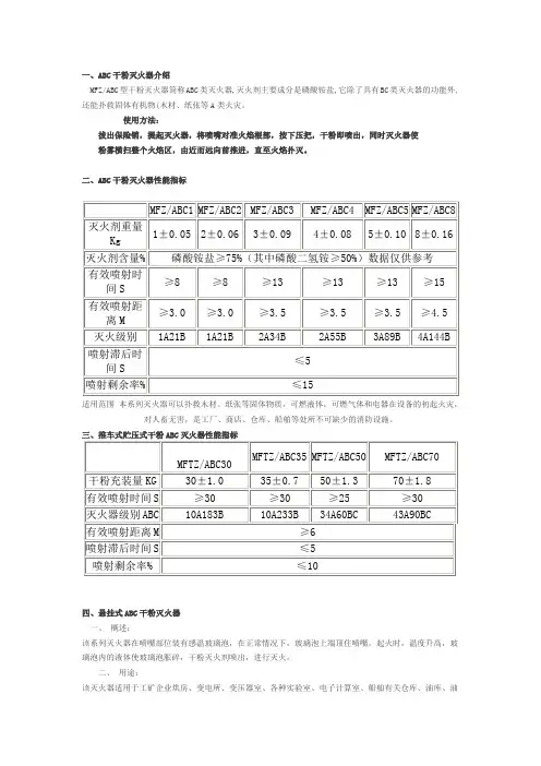 ABC干粉灭火器说明