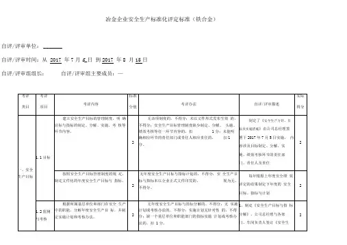 冶金企业安全生产标准化评定标准(完美优质版)