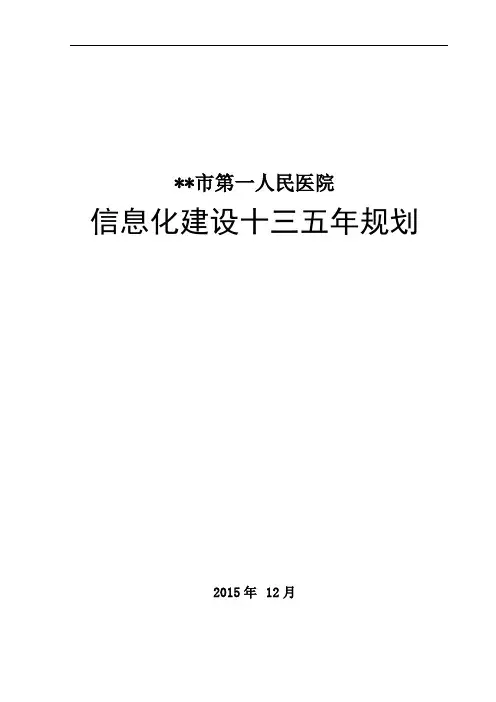 某某人民医院信息化建设十三五规划