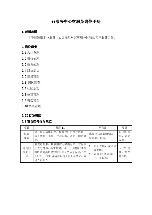 客服岗位手册(客服员)