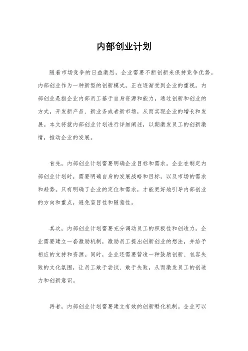 内部创业计划