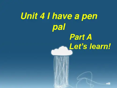 人教版(PEP)六年级上册Unit4IhaveapenpalPartALet’slearn课件
