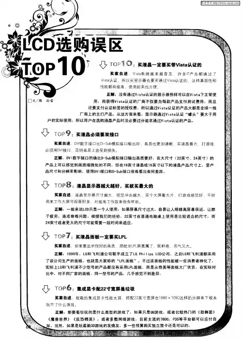 LCD选购误区TOP10