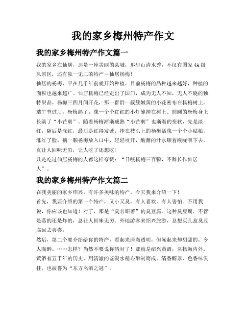 我的家乡梅州特产作文